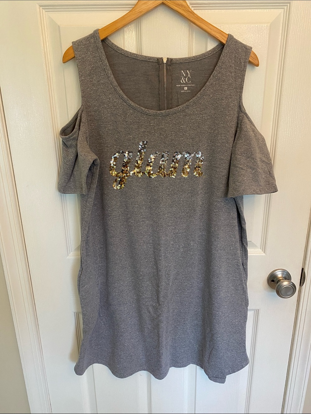 Sequin GLAM midi dress Shoulderless XL NY&co